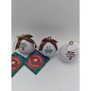 Lot Of 3 Golf Ball Christmas Ornaments Papel Giftware Clubhouse Collection